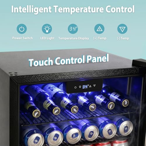 Image of ORYMUSE 20 Inch Beverage Refrigerator, 145 Can Drink Fridge with Glass Door, Under Counter or Freestanding Beer Cooler, Compact Mini Fridge for Home Bar, Office & Kitchen, Stainless Steel