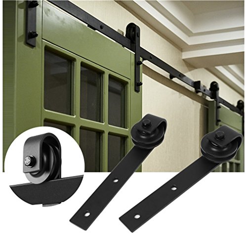 Preisvergleich Produktbild Schiebetürbeschlag Set, Laufschienen für Schiebetür Hängeschiene Schiebetürsystem Zubehörteil mit plattierten Elektrotauchlacken Schienensplei (183cm, I Förmig)