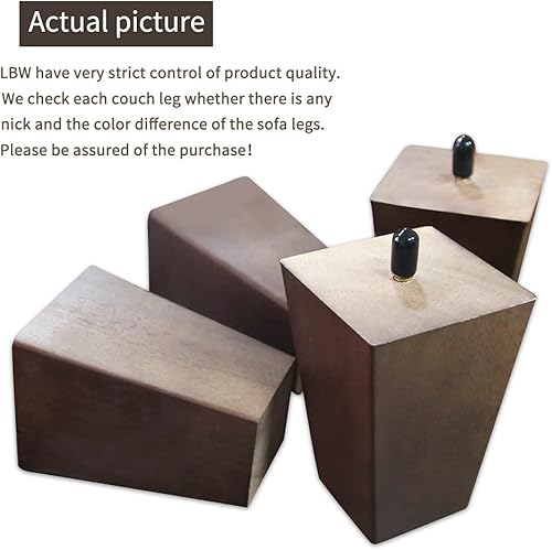 Miniatura 4 de LBW Patas para sofá de 4 pulgadas, patas cuadradas de madera para muebles, patas de pirámide de madera antideslizantes para sofá, patas de mesa de