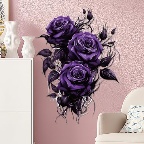 Vinilo decorativo con patrón de rosa púrpura oscuro miniatura 4