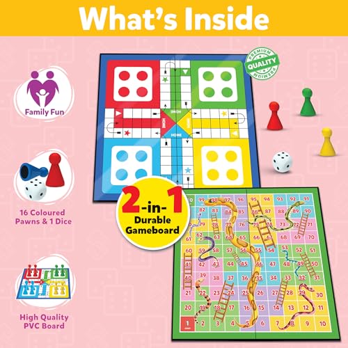 Image of Junior Ludo and Snakes & Ladders Board Game (Pack of 10) | 11 inchx11 inch Foldable Game Board with Dice | Birthday Return Gifts for Kids Ages 5 6 7 8 9 10 | 2 in 1 Gift Set