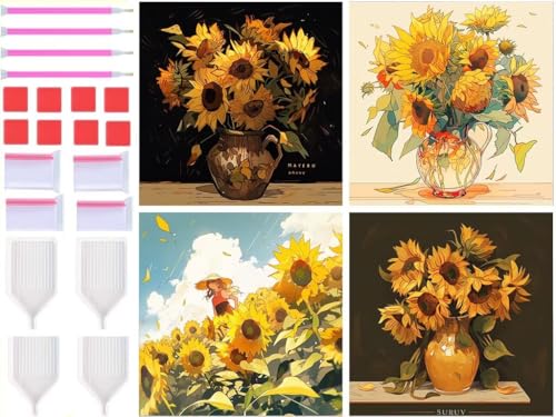 Peinture diamant fleur de tournesol : kit complet 5D pour broderie 30x30cm