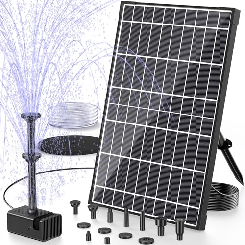 POPOSOAP12W ソーラー噴水ポンプ キット 4200mAh大容量バッテリー内蔵 充電式 8種類水演出 空運転保護 屋外 庭園 池 バードバス DIY水景 循環ポンプ ソーラーパネル付き