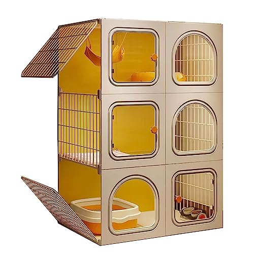 Cat Cages Indoor Large with Wheels，Breathable, Visible Multi-layer Partitioning，Scratch, Compression and Flex Resistance, Suitable for Cats, Dogs and Rabbits ( Size : 70*45*105cm-B , Color : Type A )