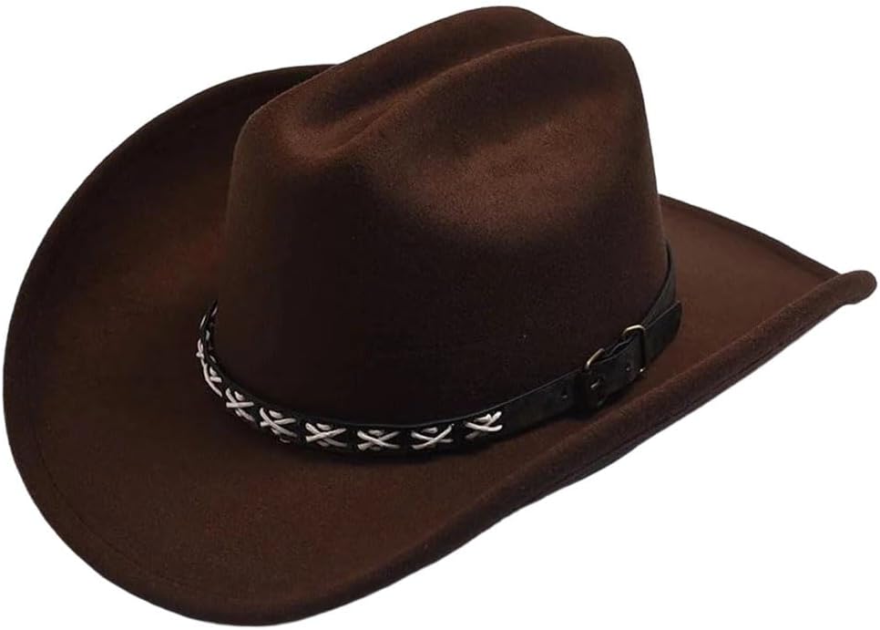 Vintage Big Edge Western Cowboy Hat for Men and Women Unisex Jazz Cowgirl Fedora