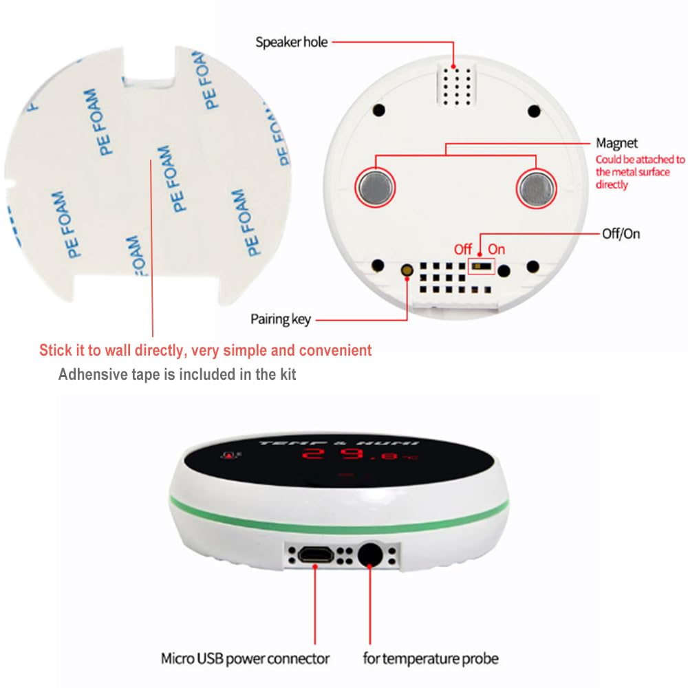Tuya Smart Home Wifi Sensor de temperatura Alarmas de temperatura Termómetro digital para agua estancia Piscina Termostato Alarma Nursery Fermentación Animales Cría Pantalla Digital Enchufe