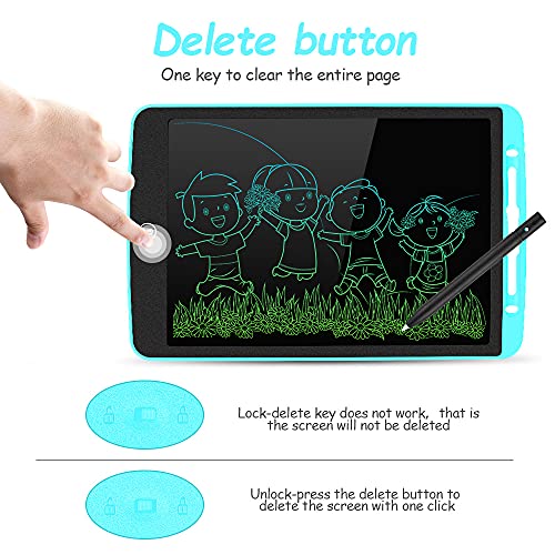 LCD Writing Tablet 12 Inch Toddler Doodle Board, Colorful Drawing Tablet, Erasable Electronic Painting Pads, Educational and Learning Kids Toy for 2 3 4 5 6 Year Old Boys and Girls Gifts(Sky Blue) - Thumbnail 4