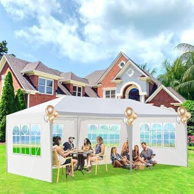10'x20' Party Tent, Tents for Parties, Outdoor Wedding Tent Patio Canopy Tent with 4 Removable Sidewalls Instant Event Tent, Gazebo Tent for Cater Events Wedding Birthday Pavilion Beach BBQ