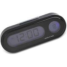 Car Clock with Temperature Display, Glow-in-the-dark 2 in 1 Dashboard Car Clock, 12/24 Hours Mini Dash Watch with Fixing Base, Fit for Most Cars, Trucks, SUVs Black