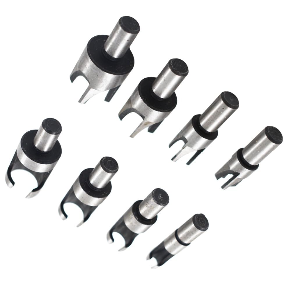 8 Pcs Carbon Steel Wood Plug Hole Cutter Dowel Maker Cutting Shank Drill Bit Set Genuine for OEM Replacement