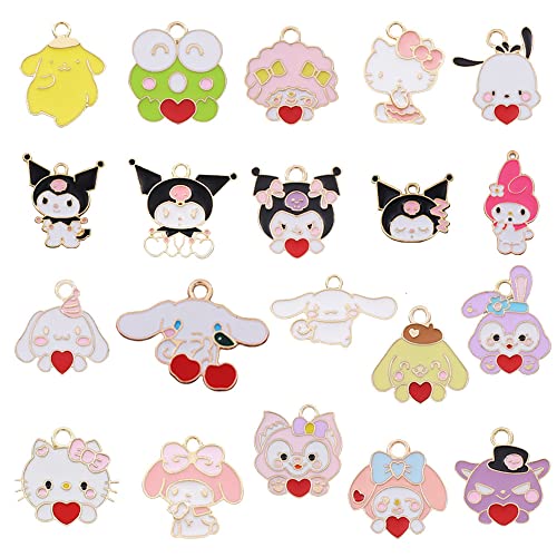 GTONEE 40pcs Cartoon Animal Charms Pendant Cute Cat Charms Alloy Enamel Kawaii Pendants for Jewelry Making Necklace Earrings Keychains Bracelet 20 Styles