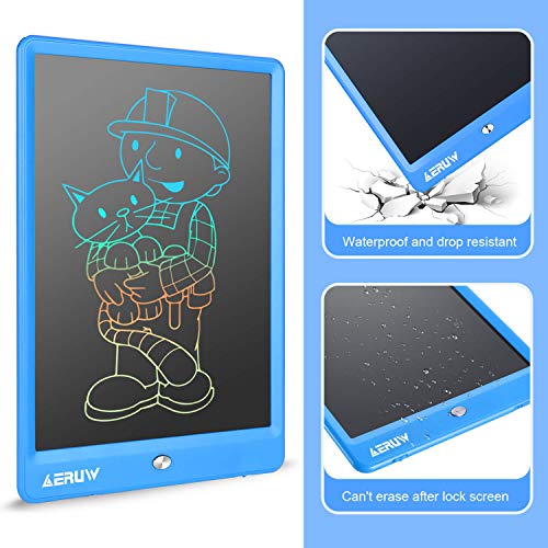 LCD Writing Tablet Colorful 10 Inch Electronic Graphics Doodle Board eWriter Drawing Pad with Memory Lock Gift for Kids & Adults Home School Office Handwriting Tablet -Blue - Image 4