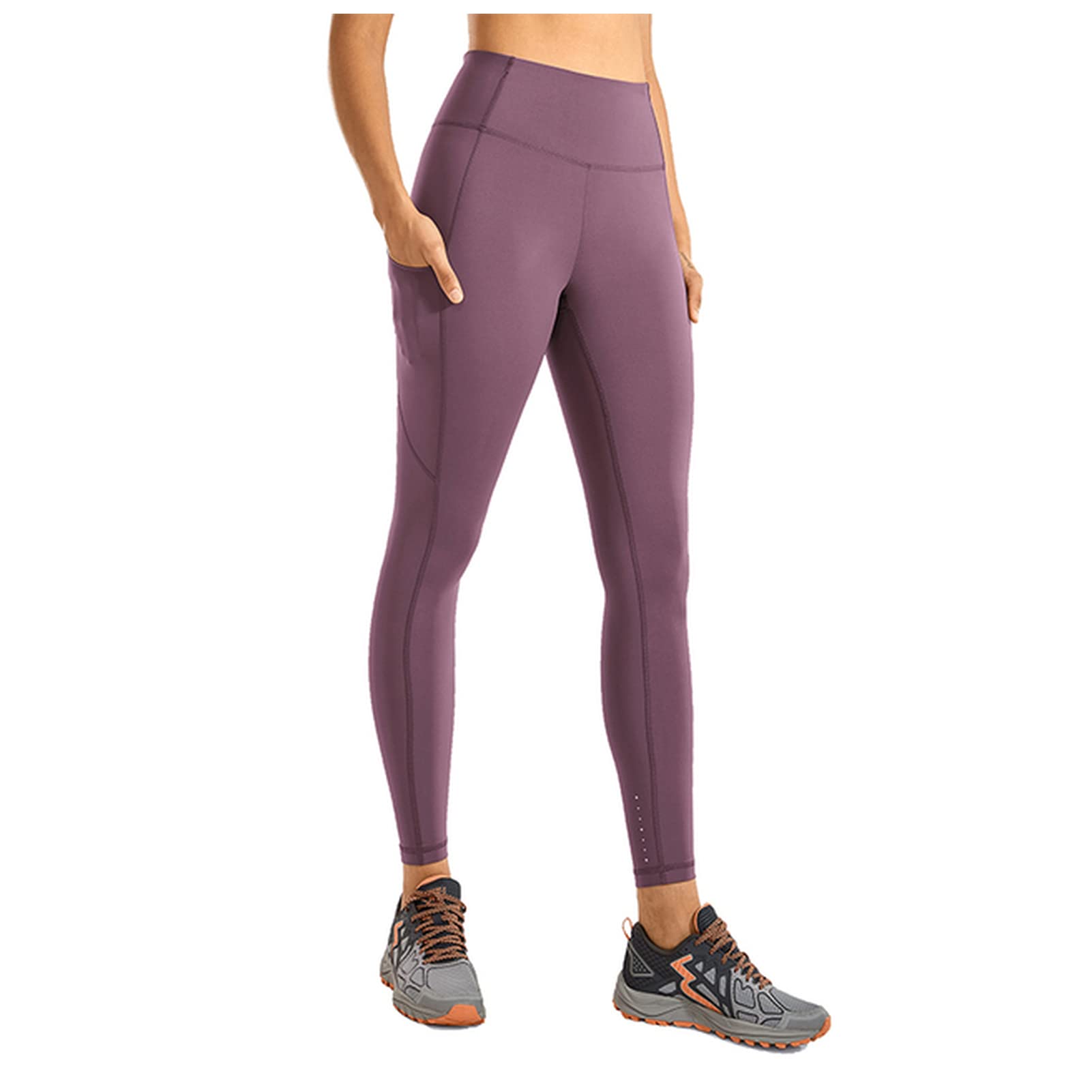 Polainas Impermeables Pantalones de yoga de cintura alta de las mujeres con bolsillos desnudos sentidos entrenando leggings-25 pulgadas Polainas Trail Running ( Color : Antique Bark22 , Size : Medium