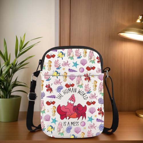 WCGXKO Mermaid Inspired Zipper Crossbody Bag For Fans Cartoon Princess Merch Mermaid Princess Gift For Princess Lover4