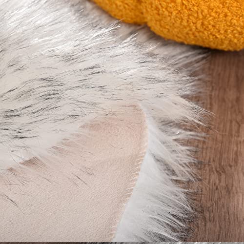Goolela Throw Rugs 2X3 Small Rug White And Grey Tips Faux Fur Rug Furry Washable Rug For Bedroom Dorm Bedside Rug Room Decor Small Carpet Faux Sheepskin Rug, Rectangle #TOP5