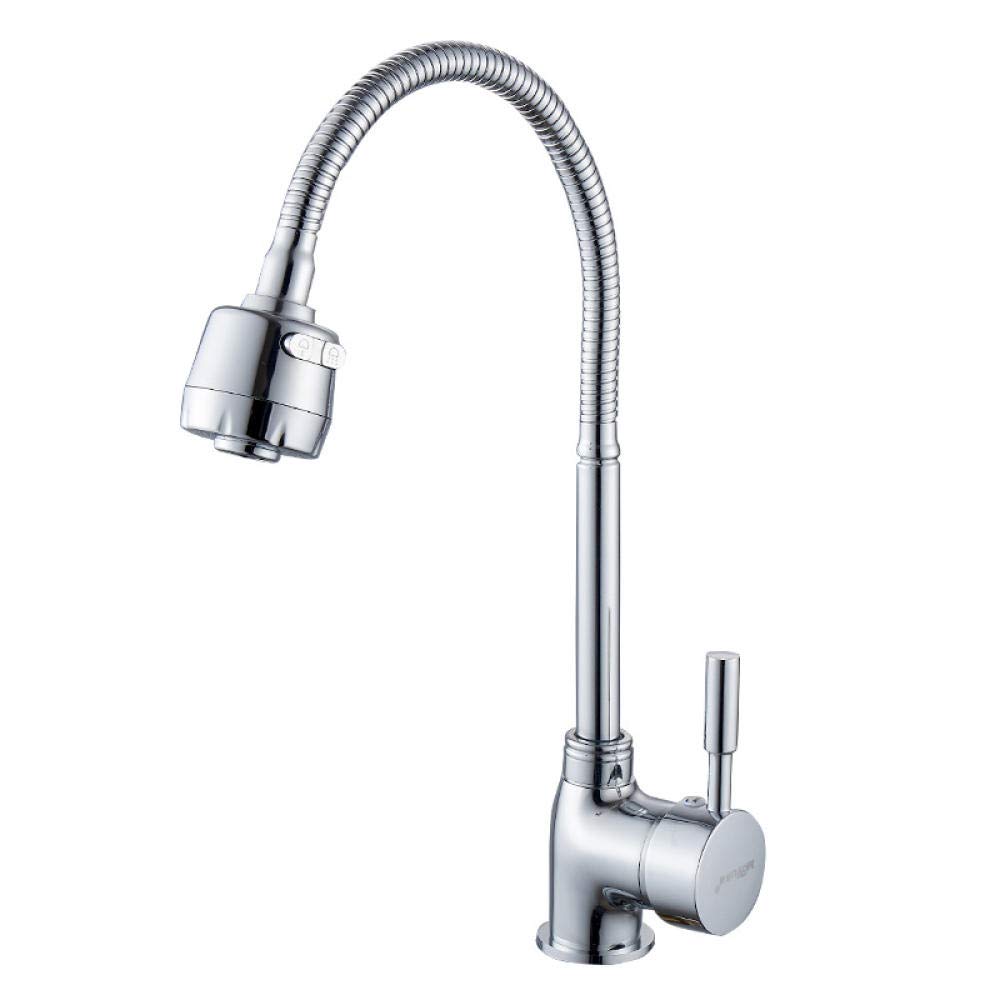 Jiayun Kitchen Faucet hot and Cold Splash-Proof Head Single Cold wash Basin Sink Universal Swivel Faucet All Copper Joint