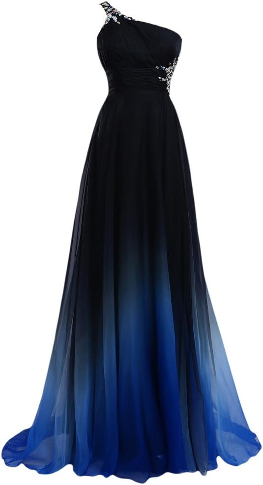 Audrey Bride Gradient Color Prom Evening Dress Beaded Ball Gown