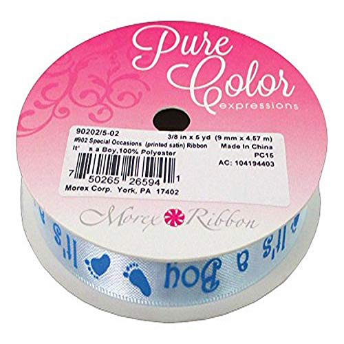 Morex Ribbons Its A Boy x 5yd Lt Blue Ribbon, 3/8" by 5 yd
