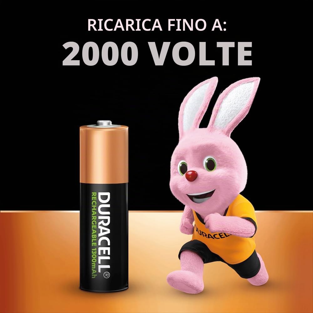 12X Duracell AA Ricaricabile 1300 mAh (3 Blister Da 4 Batterie) 12 Pile Stilo Ricaricabili (HR6/DC1500)