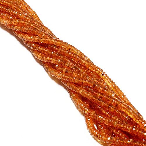 WORLD WIDE GEMSWORLD WIDE GEMS BEADS GEMSTONE Spessartine Garnet Beads, Microfaceted Orange Garnet, Mandarin Garnet Rondelles, 4mm To 6mm Each, 17 Inch Strand Code-HIGH-49081