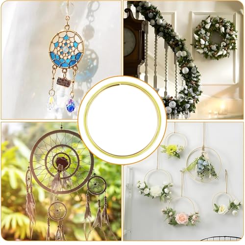 Image of ecofynd 4pcs Circle 12 Inch Metal Crafts Hoops, Gold Dream Catcher Rings Supplies, Macrame Creations Ring for Wreath Crafts, DIY Projects handicrafts Decoration Wall Hanging Craft (CS4003-GO)