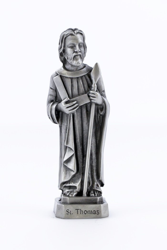 Buy Pewter Catholic Saint St Thomas The Apostle Statue with Laminated