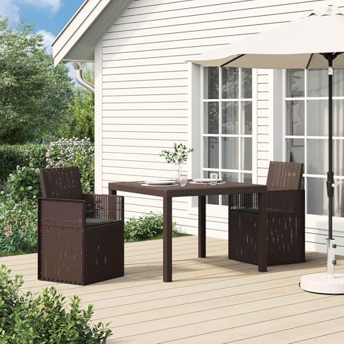 mzdioop Juego de 2 sillas de comedor de jardín, color marrón y antracita, de material de polipropileno resistente, plegables y resistentes a la intemperie, con reposabrazos y respaldo, ideales para