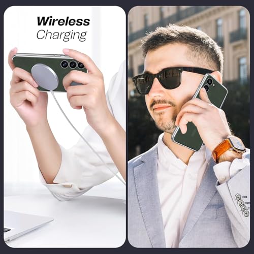 Image of TechTrendz Electroplated Chrome Cover for Samsung Galaxy S25 Soft Edges TPU Mobile Phone Back Case with Leather Magnetic Wireless Charging Case Compatible with Samsung Galaxy S25 (Brown)