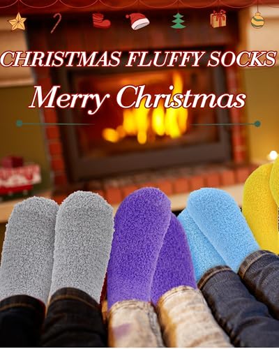 Image of Taiyin 80 Pairs Bulk Fuzzy Socks for Women Fluffy Slipper Warm Winter Socks Soft Thermal Cozy Indoor Outdoor Christmas Gifts