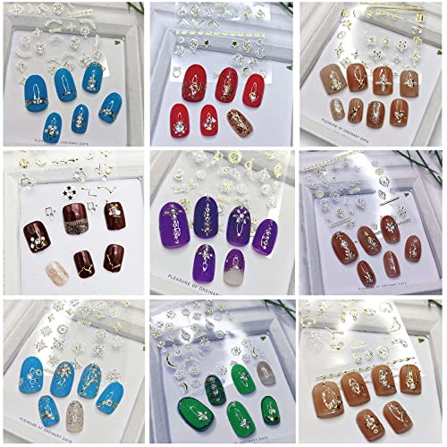 3D Flowers Nail Stickers For Women 20Sheets Gold Diamond Nail Art Stickers Self Adhesive French Luxury Gold Nail Decals With Flowers Star Heart Line Diy Designer Nail Stickers And Decals Supplies #TOP2