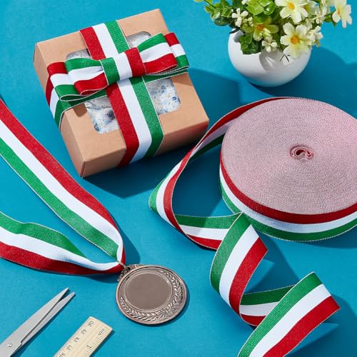 Ruban gros-grain à rayures drapeau italien 4,9 cm double face Premium
