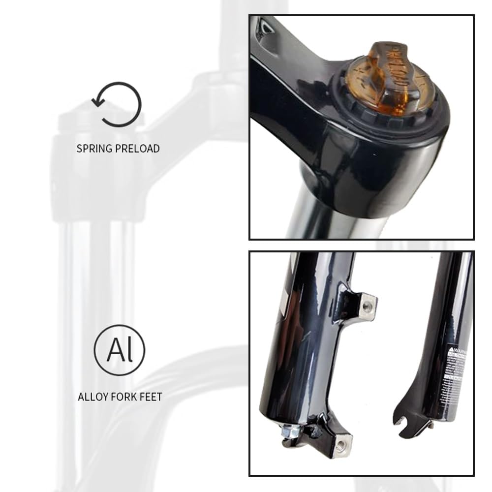 Widelec amortyzowany MTB 29 cali, stop aluminium, do rowerów górskich, skok amortyzatora 110 mm, ręczny / Romete Lockout