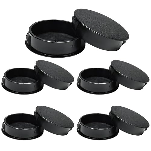 BOPOREAE 10PCS 1-1/2" (38mm) Plastic Hole Plugs, Black Flush Mount Panel Plugs Button Locking Snap in Hole Cover, Tubing Post End Cap for Chair Table Furniture