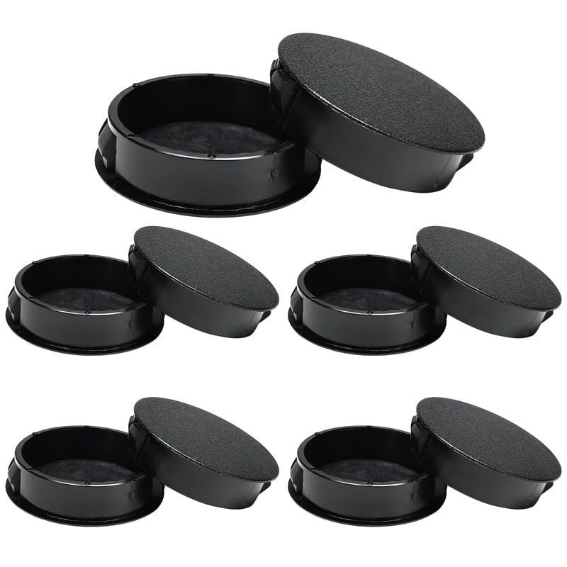 Image of 10PCS 1-1 /2 In /38 mm Plastic Hole Plugs, Black Flush Mount Panel Plugs Button Locking Snap in Locking Screw Hole Cover, Tubing Post End Cap for Chair Table Furniture Cabinet