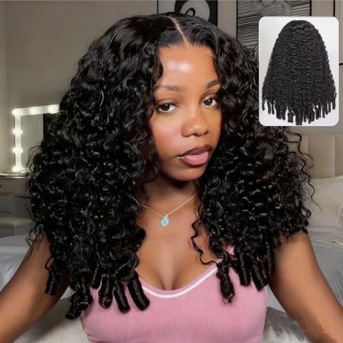 XNAIRA Half Wig Human Hair 3 In 1 Seamless Flip Over Half Wigs With Drawstring Half Wigs for Women Human Hair Glueless Wear and Go Half Up Half Down Headband Wig Human Hair(18 Inch,Natural Black)