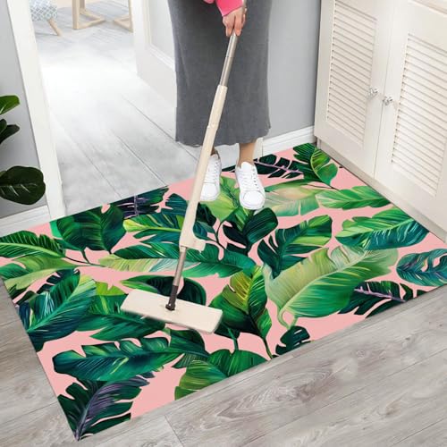 Felpudo de hoja de plátano tropical, alfombra suave y lavable de 50x80cm para la entrada de casa 7