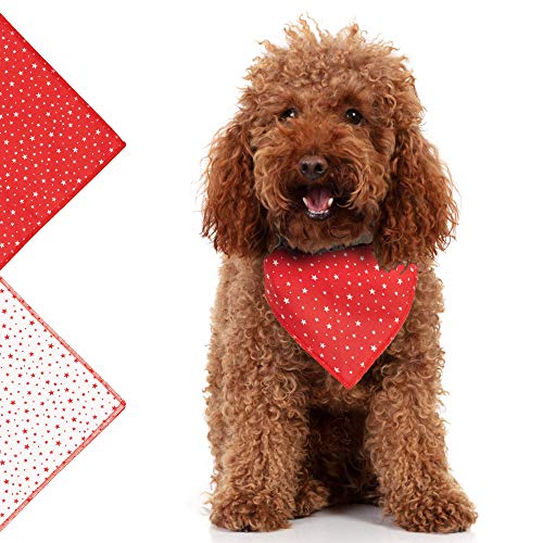 Odi Style Dog Bandana - Reversible Red Dog Bandana For Small Sized Dog, Cotton Star Printed Handkerchiefs, Scarfs, Bandanas, Accessories For Small Dogs, Cats, Puppies, Single Piece #TOP6