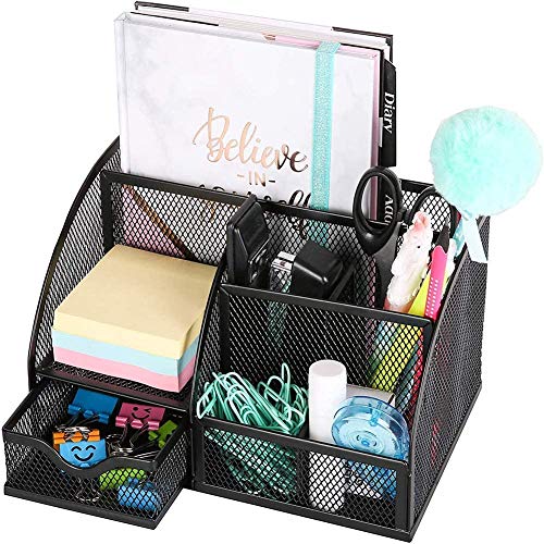 Organizer da scrivania/portaoggetti da scrivania in Rete/portapenne/organizzatore Multifunzionale Organizer per Penne Nero per scrivania