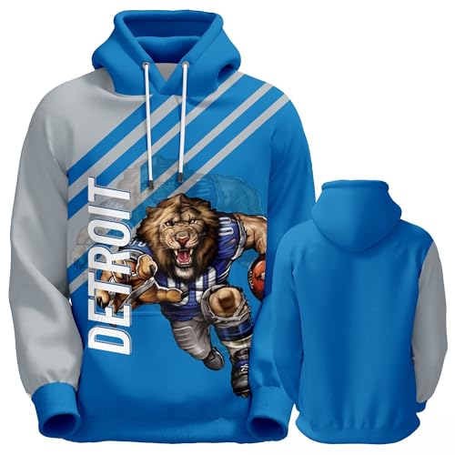 DIYBA4S Men's Football Hoodie City Mascots Hooded Sweatshirt Fashions Gifts for Fans Men XXL