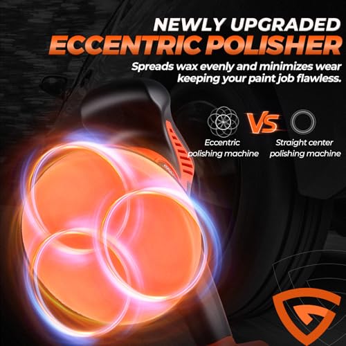 GEARLASSO Cordless Car Buffer Polisher, 8 Variable Speed Car Polisher 2800-6000RPM Car Polishing Machine with 2X 21V 2.0Ah Batteries and 17 Piece Polishing Kit for Car Detailing Scratch Removing 4 GEARLASSO Cordless Car Buffer Polisher, 8 Variable Speed Car Polisher 2800-6000RPM Car Polishing Machine with 2X 21V 2.0Ah Batteries and 17 Piece Polishing Kit for Car Detailing Scratch Removing - Image 4