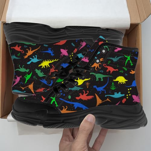 Quorax Men's Women's Dinosaur High Top Sneakers Lace-Up Canvas Shoes Gifts for Women Men2