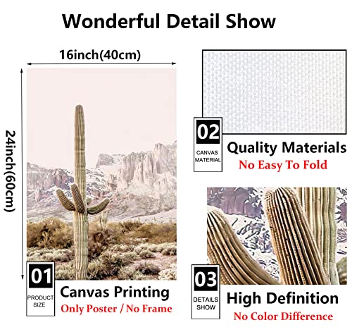 Desert Landscape Canvas Wall Art Cactus Desert Art Prints Pink Desert Wall Art Boho Desert Cactus Landscape Wall Art Desert Canvas Painting Cactus Pictures Wall Decor For Home 16X24Inch No Frame #TOP3