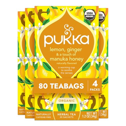 Pukka Organic Lemon, Ginger & Manuka Honey Herbal Tea, Immune Boo...