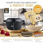 Pre-Seasoned Cast Iron Dutch Oven for Bread Baking with Skillet Lid - Incl. Sourdough Bread Baking Supplies like Banneton Bread Proofing Basket, 5QT Cast Iron Bread Pan, Bread Oven - Image 3