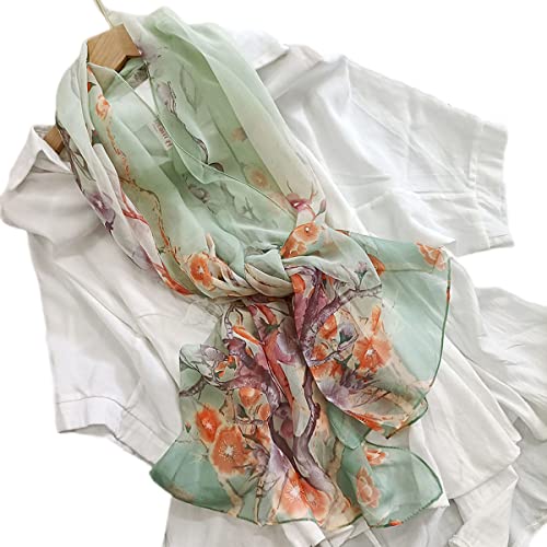 Image of FARIYGATE Women's Chiffon Smooth Soft Lightweight Headscarf Retro Floral Pattern 50017 63x20 Inch