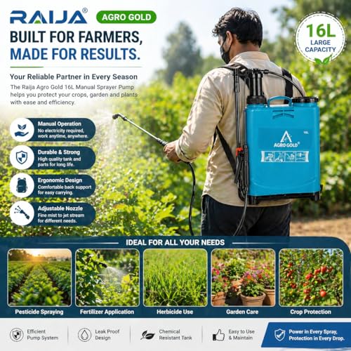 Image of Agro Gold 16L Manual Sprayer Pump Hand Operated Agriculture Spray Machine for Pesticide Fertilizer Herbicide Garden Use Durable Tank with Back Support Farming Spray Pump