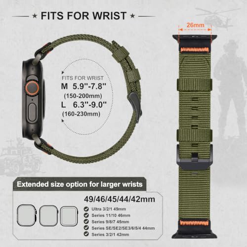 Image of Tactical Nylon Bands for Apple Watch Ultra 3 2 Band Series 11-1 /SE Men