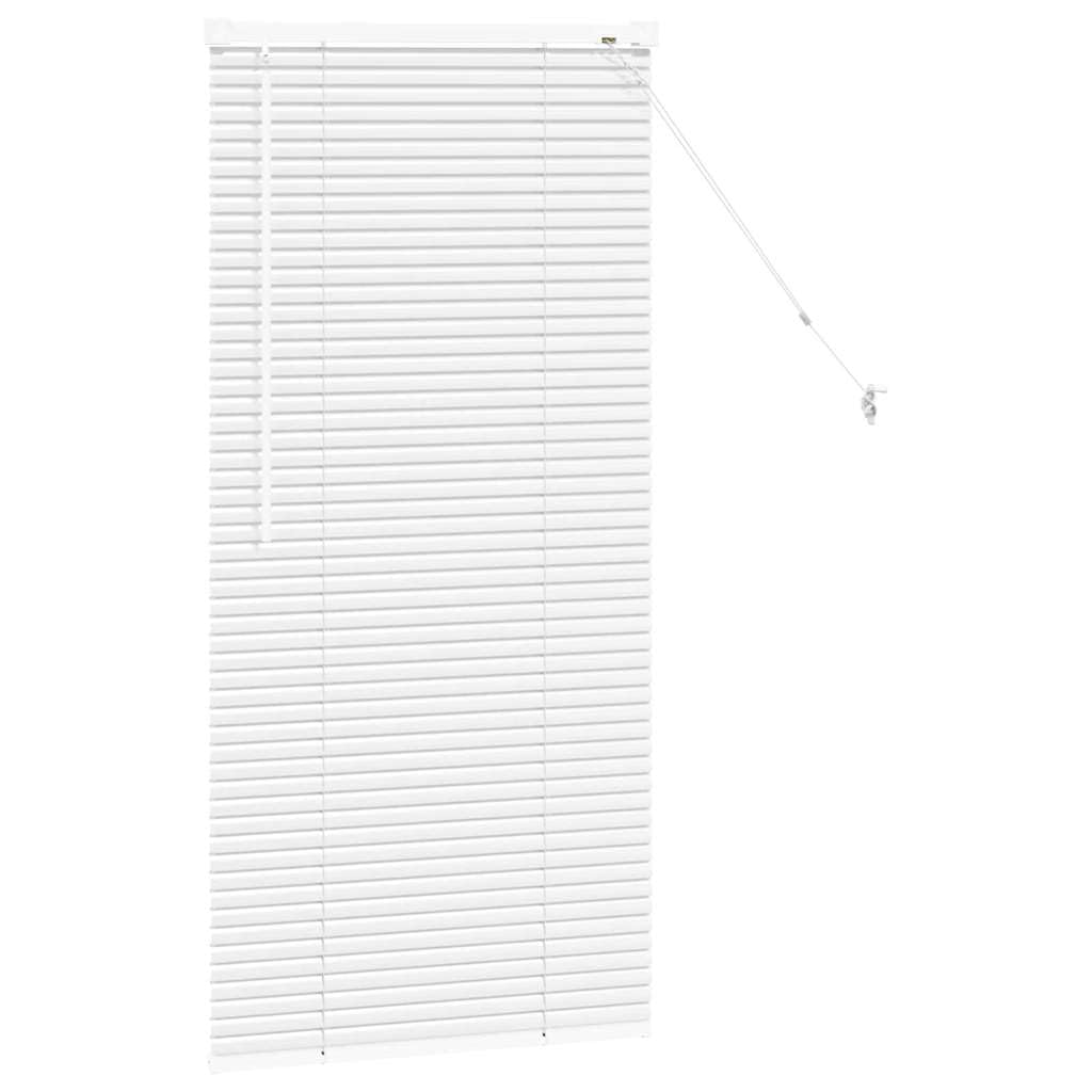 Balkenjalousien Weiß aus Aluminium 130 x 55 cm, Innenjalousie mit Sichtschutz und Lichtsteuerung, verstellbare Lamellen für Wohnzimmer, Schlafzimmer, Büro und Küche