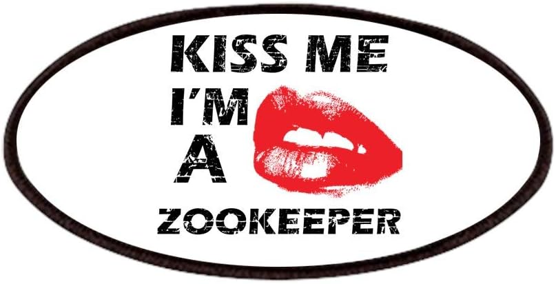 CafePress Kiss Me I'm A Zookeeper Patches Patch, 4x2in Printed Novelty Applique Patch