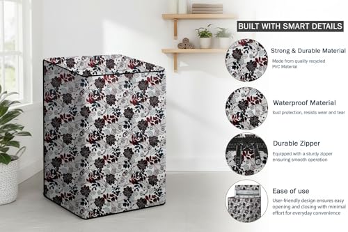 Image of Stylista Top Load Fully Automatic Washing Machine Cover Compatible for IFB 8 kg, 8.5 kg, 9 kg & 9.5 kg, Traditional Pattern Cream